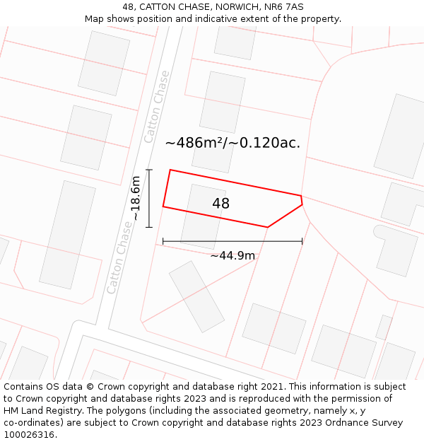 48, CATTON CHASE, NORWICH, NR6 7AS: Plot and title map