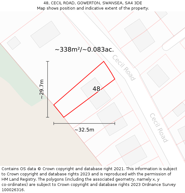 48, CECIL ROAD, GOWERTON, SWANSEA, SA4 3DE: Plot and title map