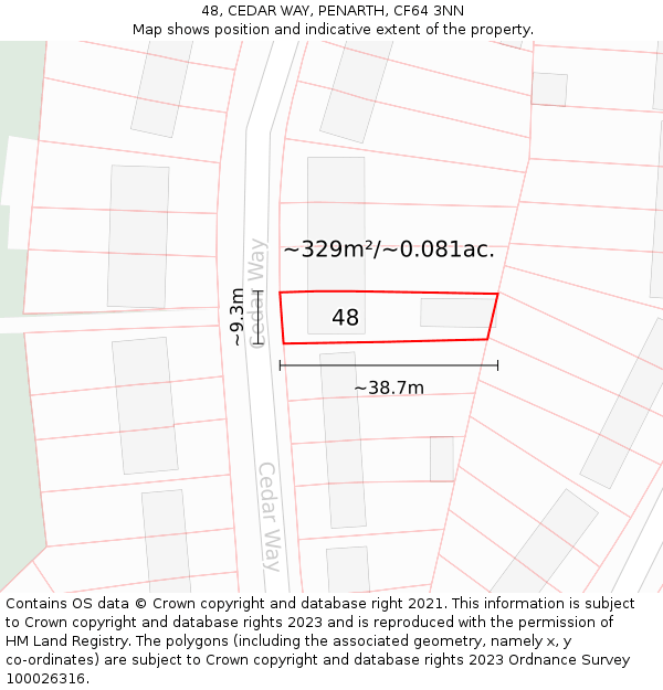 48, CEDAR WAY, PENARTH, CF64 3NN: Plot and title map