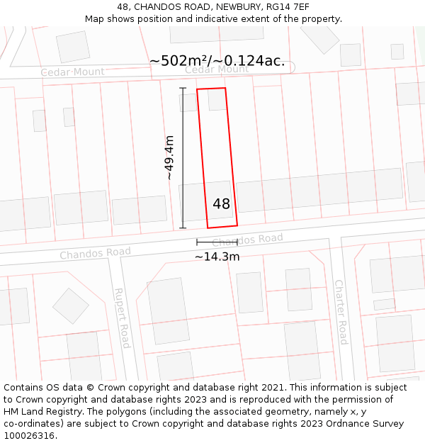 48, CHANDOS ROAD, NEWBURY, RG14 7EF: Plot and title map