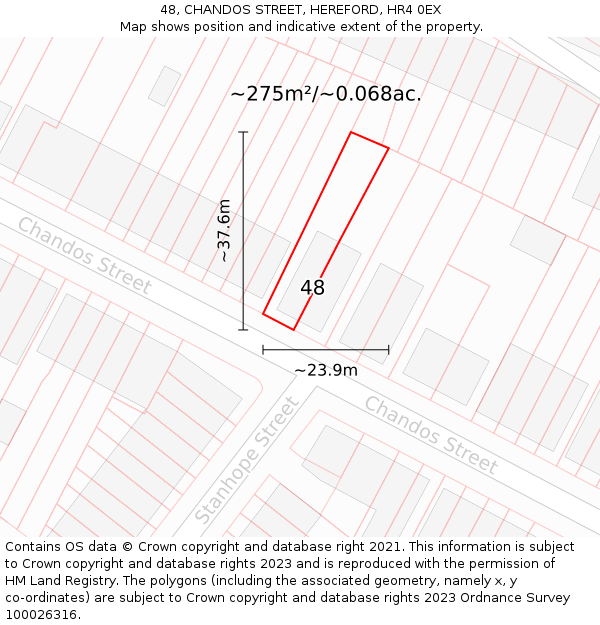 48, CHANDOS STREET, HEREFORD, HR4 0EX: Plot and title map