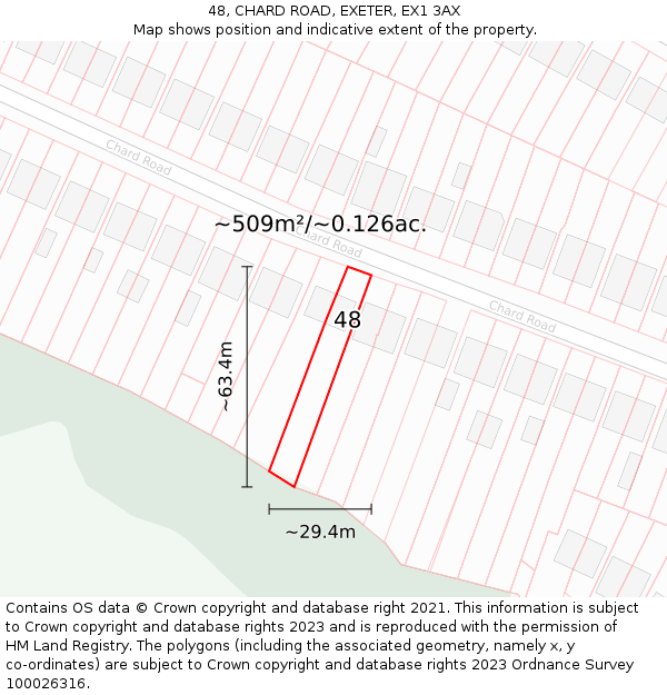 48, CHARD ROAD, EXETER, EX1 3AX: Plot and title map