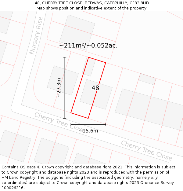 48, CHERRY TREE CLOSE, BEDWAS, CAERPHILLY, CF83 8HB: Plot and title map