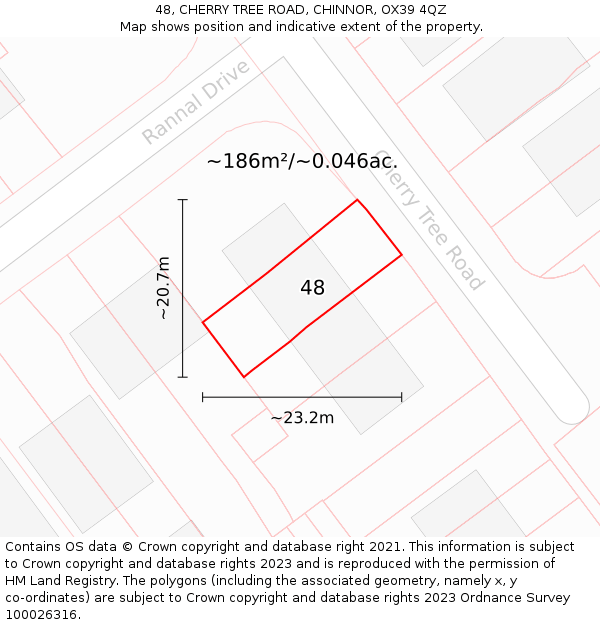 48, CHERRY TREE ROAD, CHINNOR, OX39 4QZ: Plot and title map