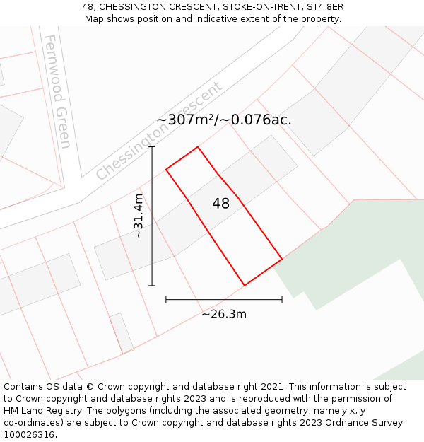 48, CHESSINGTON CRESCENT, STOKE-ON-TRENT, ST4 8ER: Plot and title map