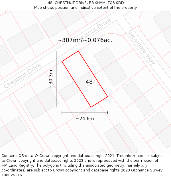 48, CHESTNUT DRIVE, BRIXHAM, TQ5 0DD: Plot and title map