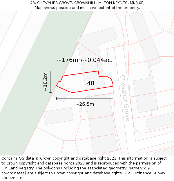 48, CHEVALIER GROVE, CROWNHILL, MILTON KEYNES, MK8 0EJ: Plot and title map