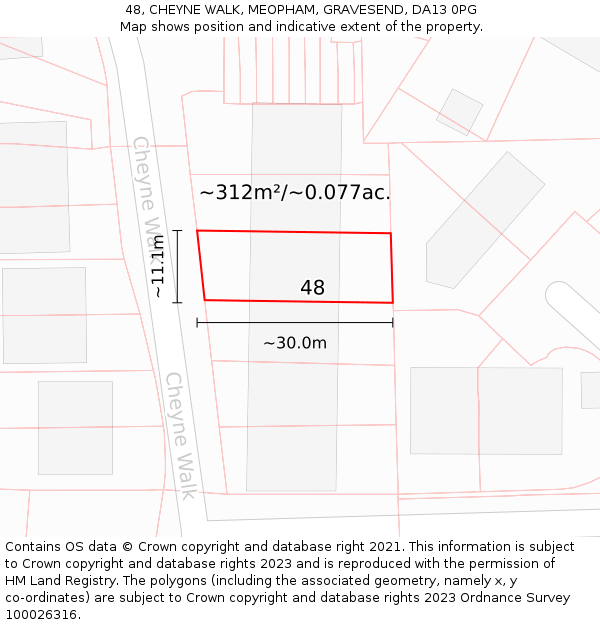48, CHEYNE WALK, MEOPHAM, GRAVESEND, DA13 0PG: Plot and title map