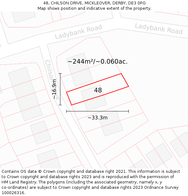 48, CHILSON DRIVE, MICKLEOVER, DERBY, DE3 0PG: Plot and title map