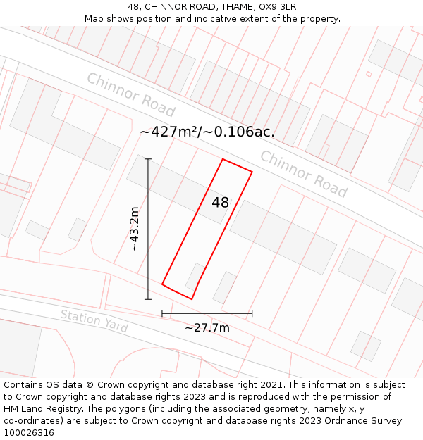 48, CHINNOR ROAD, THAME, OX9 3LR: Plot and title map