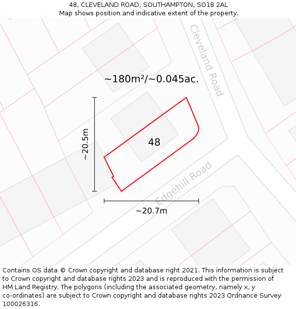 48, CLEVELAND ROAD, SOUTHAMPTON, SO18 2AL: Plot and title map