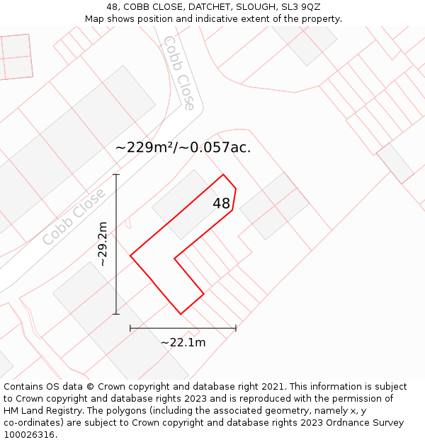 48, COBB CLOSE, DATCHET, SLOUGH, SL3 9QZ: Plot and title map