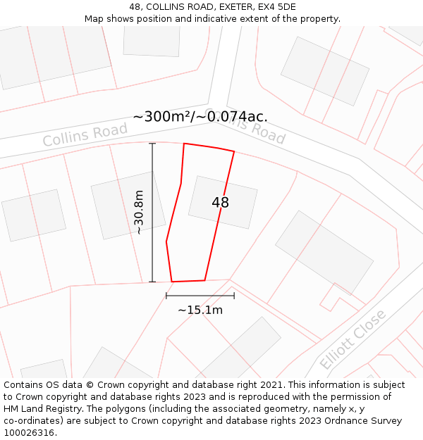 48, COLLINS ROAD, EXETER, EX4 5DE: Plot and title map