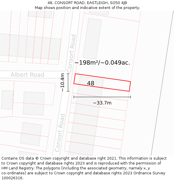 48, CONSORT ROAD, EASTLEIGH, SO50 4JB: Plot and title map