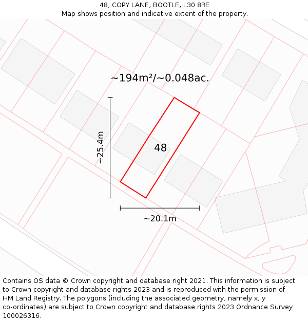48, COPY LANE, BOOTLE, L30 8RE: Plot and title map