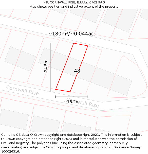 48, CORNWALL RISE, BARRY, CF62 9AG: Plot and title map