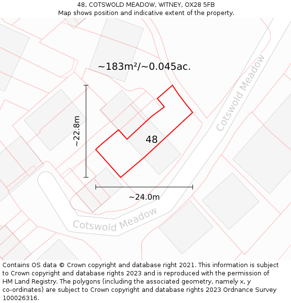 48, COTSWOLD MEADOW, WITNEY, OX28 5FB: Plot and title map