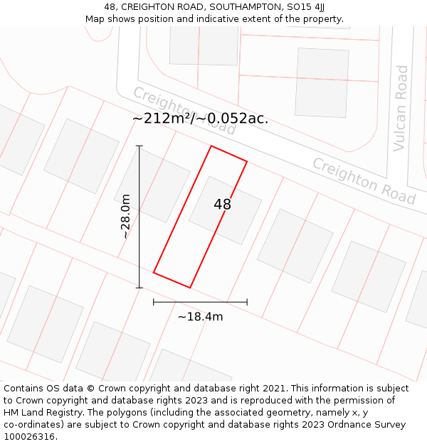 48, CREIGHTON ROAD, SOUTHAMPTON, SO15 4JJ: Plot and title map