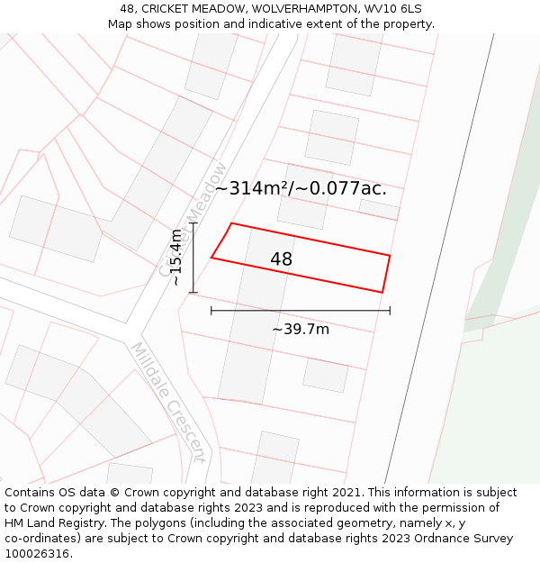 48, CRICKET MEADOW, WOLVERHAMPTON, WV10 6LS: Plot and title map