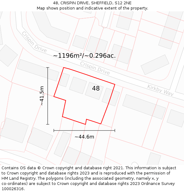 48, CRISPIN DRIVE, SHEFFIELD, S12 2NE: Plot and title map
