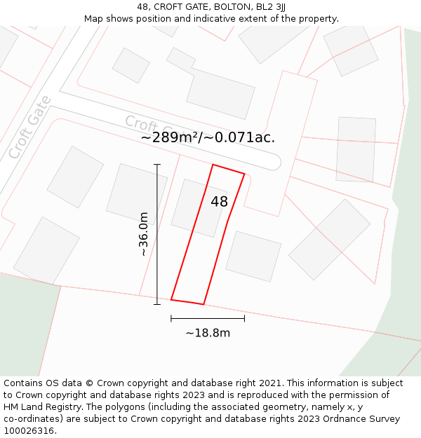 48, CROFT GATE, BOLTON, BL2 3JJ: Plot and title map