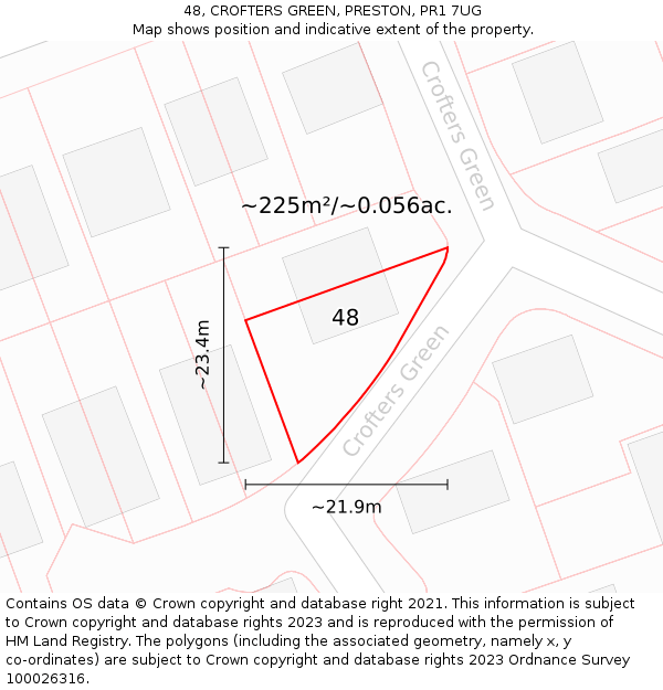 48, CROFTERS GREEN, PRESTON, PR1 7UG: Plot and title map