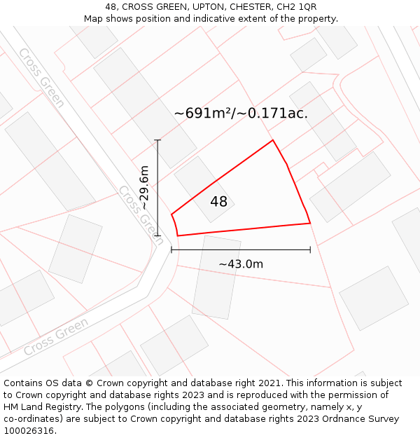 48, CROSS GREEN, UPTON, CHESTER, CH2 1QR: Plot and title map