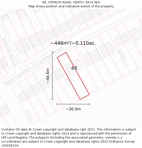 48, CRYMLYN ROAD, NEATH, SA10 6EA: Plot and title map