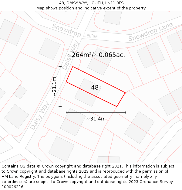 48, DAISY WAY, LOUTH, LN11 0FS: Plot and title map