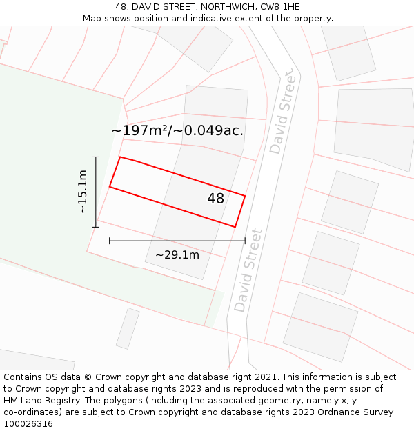 48, DAVID STREET, NORTHWICH, CW8 1HE: Plot and title map