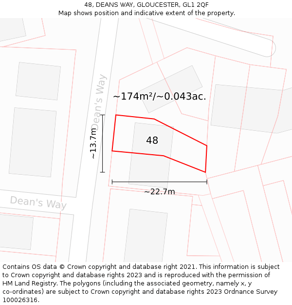 48, DEANS WAY, GLOUCESTER, GL1 2QF: Plot and title map
