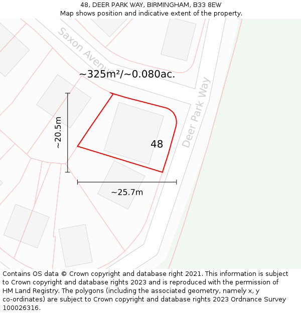 48, DEER PARK WAY, BIRMINGHAM, B33 8EW: Plot and title map