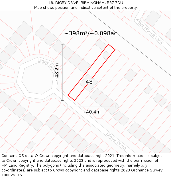48, DIGBY DRIVE, BIRMINGHAM, B37 7DU: Plot and title map