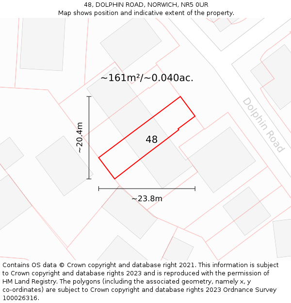 48, DOLPHIN ROAD, NORWICH, NR5 0UR: Plot and title map