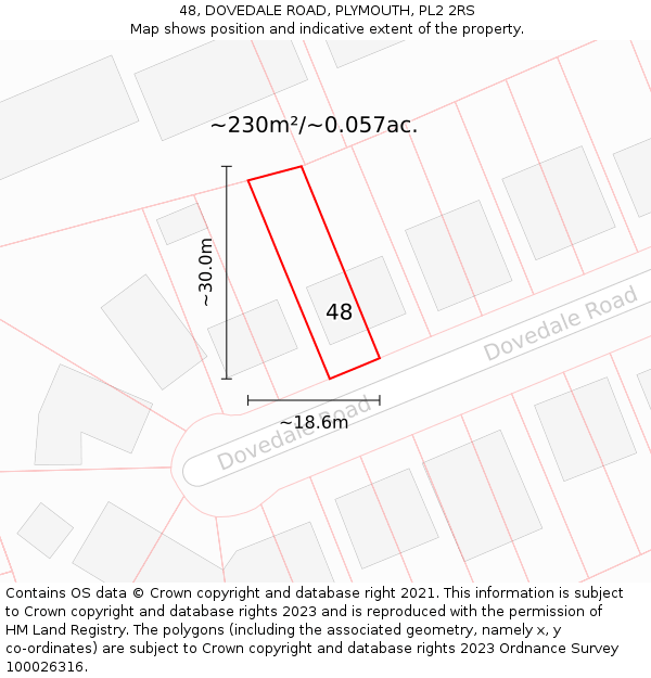 48, DOVEDALE ROAD, PLYMOUTH, PL2 2RS: Plot and title map