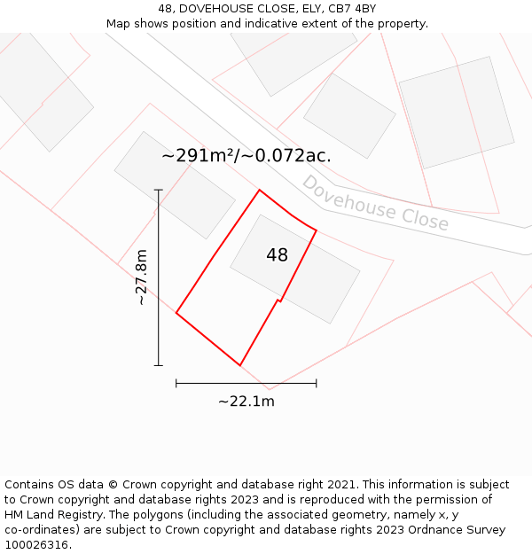 48, DOVEHOUSE CLOSE, ELY, CB7 4BY: Plot and title map