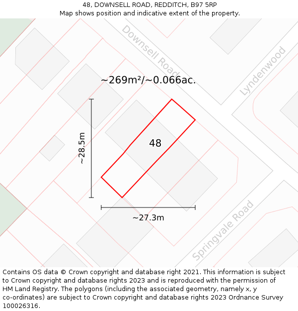 48, DOWNSELL ROAD, REDDITCH, B97 5RP: Plot and title map