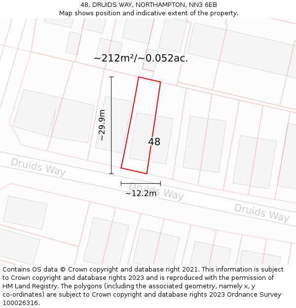 48, DRUIDS WAY, NORTHAMPTON, NN3 6EB: Plot and title map