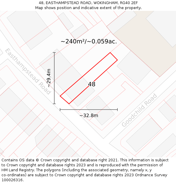 48, EASTHAMPSTEAD ROAD, WOKINGHAM, RG40 2EF: Plot and title map