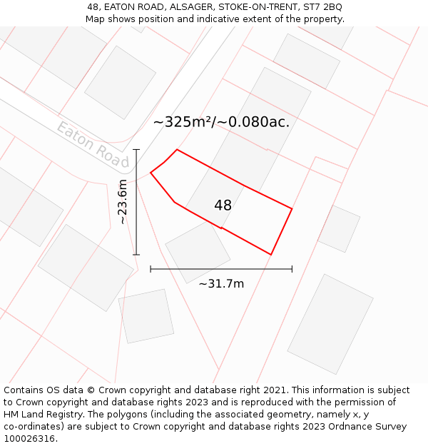 48, EATON ROAD, ALSAGER, STOKE-ON-TRENT, ST7 2BQ: Plot and title map