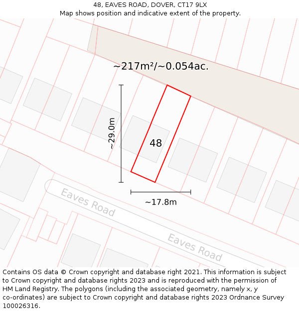 48, EAVES ROAD, DOVER, CT17 9LX: Plot and title map