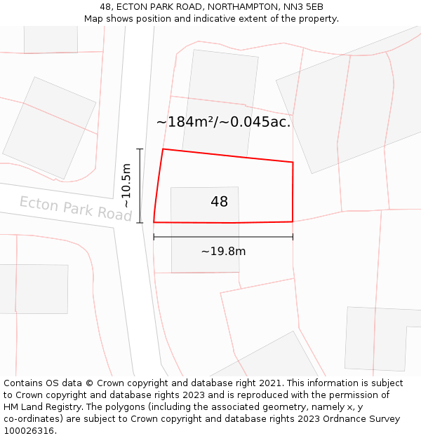 48, ECTON PARK ROAD, NORTHAMPTON, NN3 5EB: Plot and title map