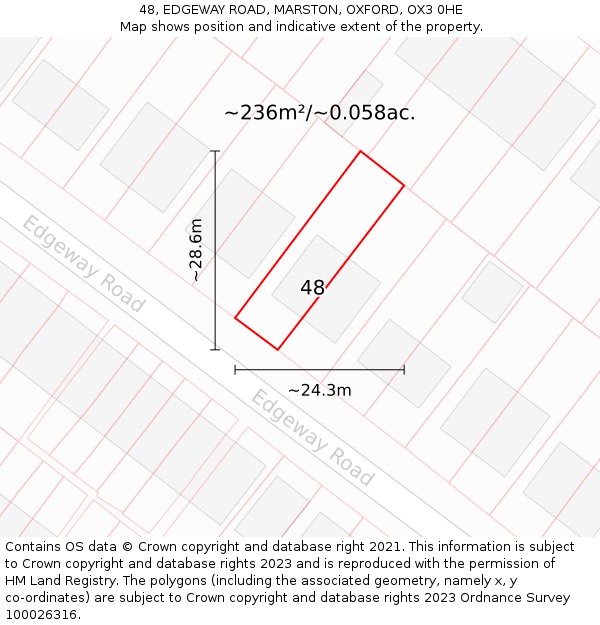 48, EDGEWAY ROAD, MARSTON, OXFORD, OX3 0HE: Plot and title map