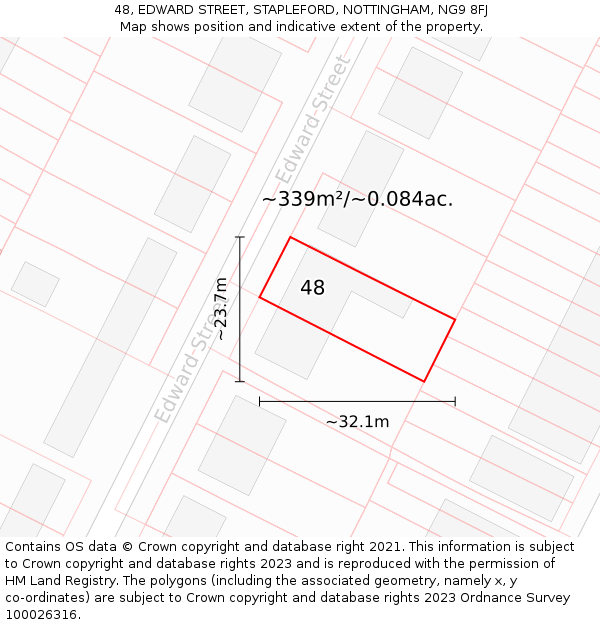 48, EDWARD STREET, STAPLEFORD, NOTTINGHAM, NG9 8FJ: Plot and title map
