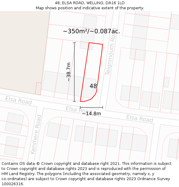 48, ELSA ROAD, WELLING, DA16 1LD: Plot and title map