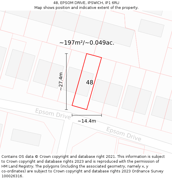 48, EPSOM DRIVE, IPSWICH, IP1 6RU: Plot and title map