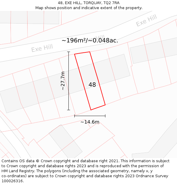 48, EXE HILL, TORQUAY, TQ2 7RA: Plot and title map