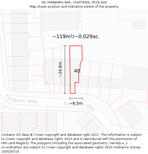 48, FAIRBAIRN WAY, CHATTERIS, PE16 6GX: Plot and title map