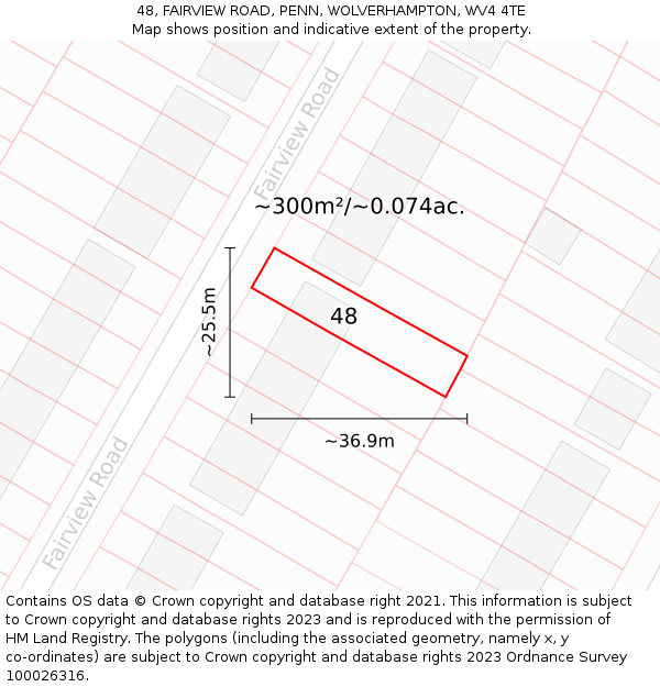 48, FAIRVIEW ROAD, PENN, WOLVERHAMPTON, WV4 4TE: Plot and title map
