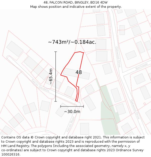 48, FALCON ROAD, BINGLEY, BD16 4DW: Plot and title map